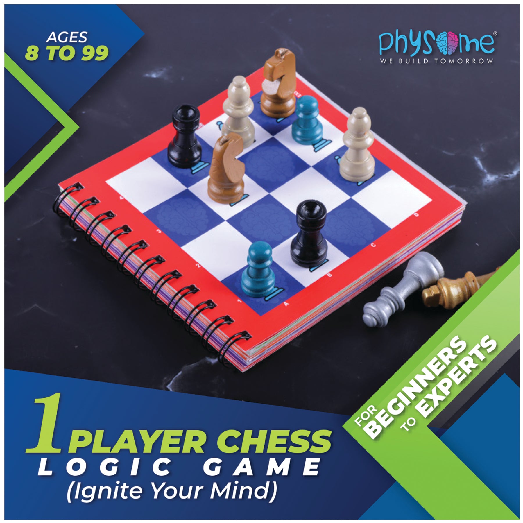 Physome Single Player Chess Board Game You Can Play Alone for The Whole  Family 1 Player Chess Puzzle Chess Player Beginner to Experts Chess for Kids