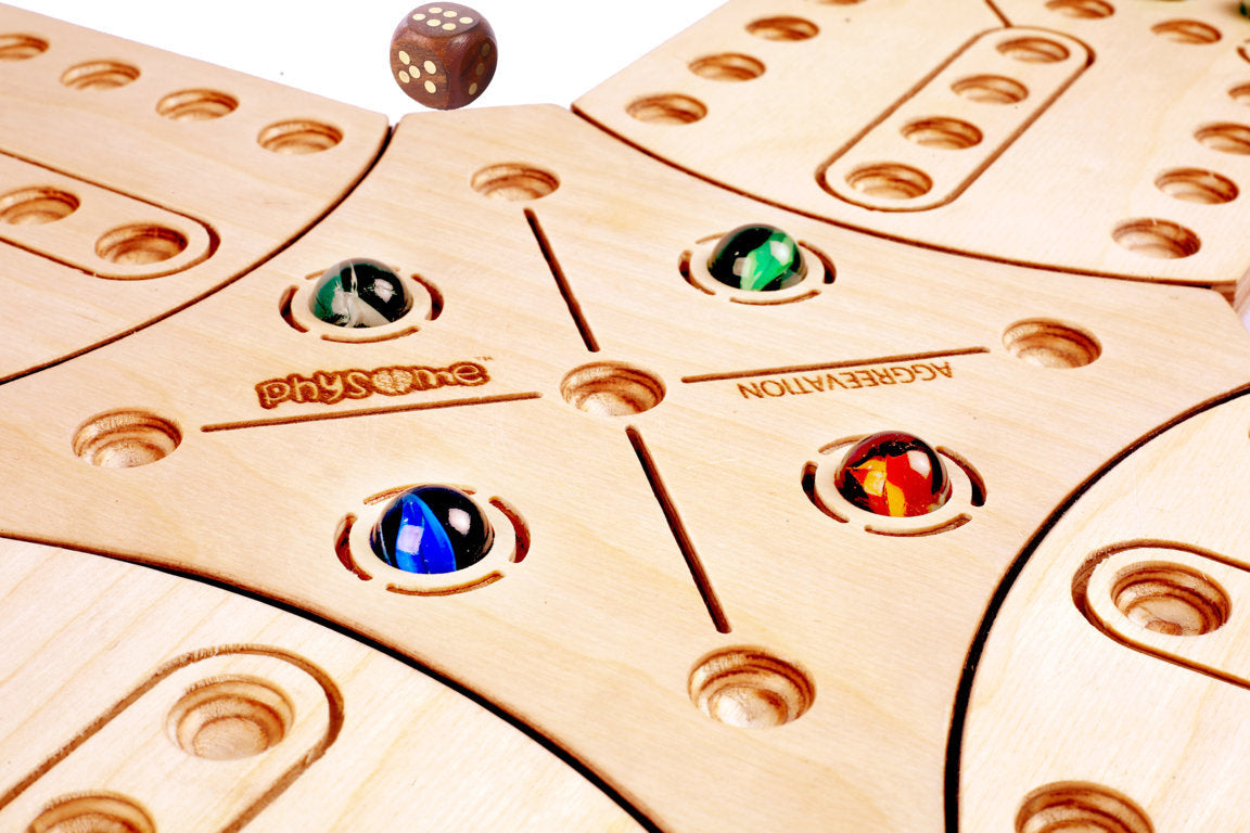 Physome Wooden Aggravation Ludo Style Family Fun Board Game (4 Player)