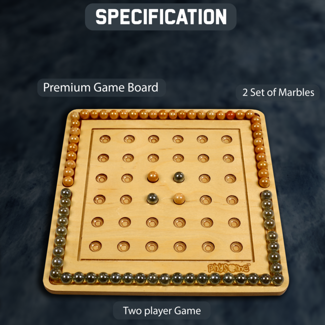 Physome Wooden Othello Marble Empire Board Game with Glass Marbles